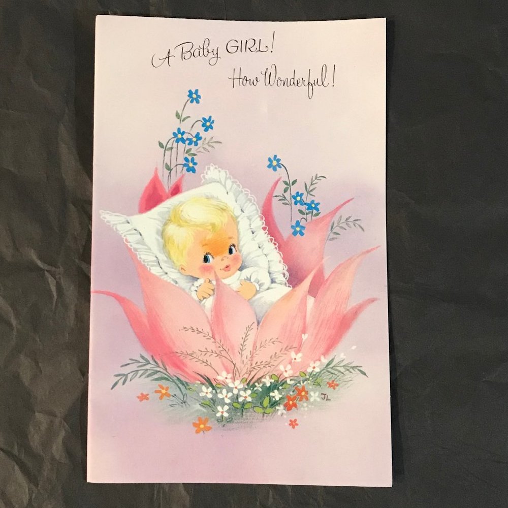 VINTAGE new baby greeting card w/envelope UNUSED
